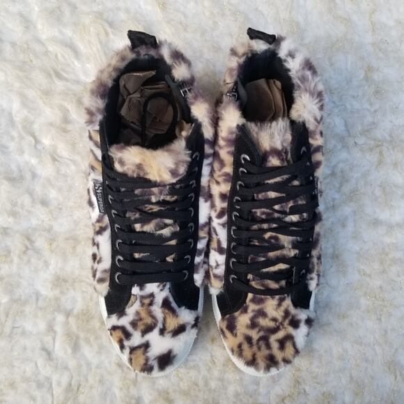 Faux Fur Fuzzy HighTops Size 10 Cheetah Animal Leopard Superga x Jocelyn EUC - Picture 13 of 14